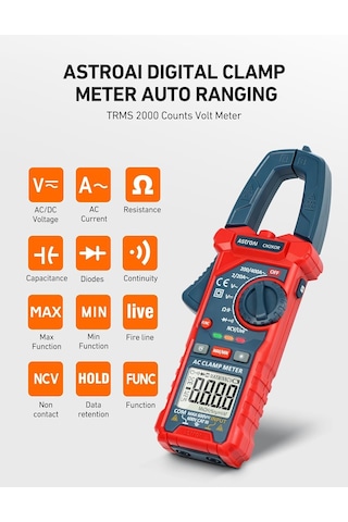 Astroaı Cm2k0r 2000 Sayım Pens Metre, Multimetre, Polimetre, Voltmetre, Ac Akım, Ac/dc Gerilim, Direnç, Frekans, Kapa