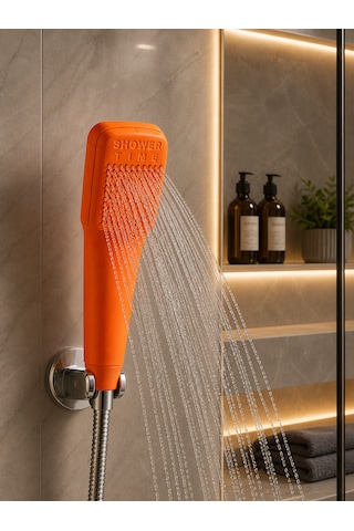 Muraytekno Shower Tıme Renkli Duş Başlığı Güçlü Su Akışı Modern Tasarım El Duşu Turuncu