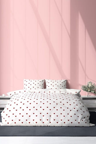 Pamuklu Çift Kişilik Nevresim Seti Nevresim Ve Yastık Kılıfı Çarşafsız Eleanor Beyaz