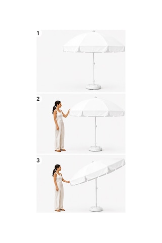 Beyaz Plaj Şemsiyesi 200 Cm, 10 Telli Beyaz