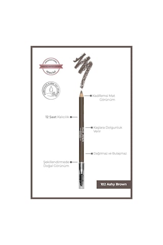 Alix Avien Fırçalı Yumuşak Uçlu Belirginleştirici Kahverengi Kaş Kalemi Eyebrow Expert Powdery Liner 102 Ashy