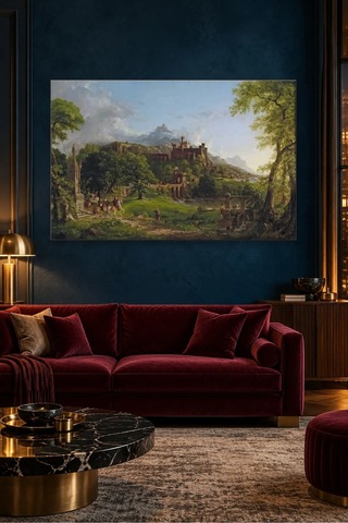 Fida Thomas Cole Şatodan Yola Çıkan Atlılar Canvas Tablo Çok Renkli