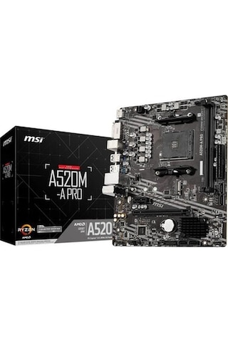 A520m-a Pro Am4 Ddr4 Bellek 4600 Oc Dvı Hdmı M.2 Usb3.2 Matx Anakart