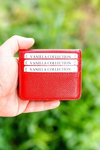 Vanilla Collection Süper Ince Ergonomik Deri Yeni Nesil Kartlık Cüzdan Portföy Kırmızı Kırmız