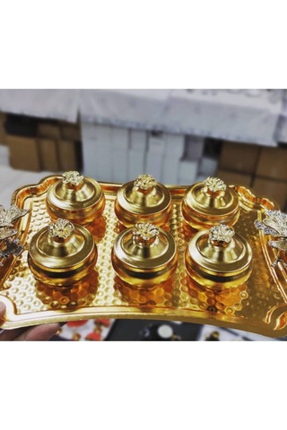 6'lı Papatya Kapaklı Gold Çay Ve Kahve Yanı Tombik Lokumluk, Şeke