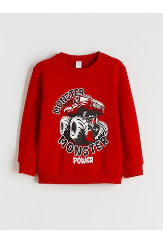 LC Waikiki Lcw Kids Kırmızı Bisiklet Yaka Erkek Çocuk Sweatshirt Brıght Red