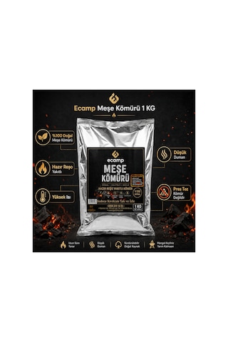Ecamp Doğal Meşe Mangal Kömürü Hazır Reşo Yakıtlı 1 Kg X 10 Adet Toplam 10 Kg