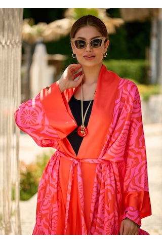 Mayovera Kimono - Dinamik Pembe Tasarım Pembe