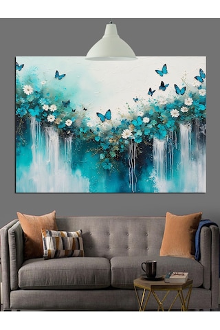 Kelebekler Su Yansıma Sanat Dekoratif Kanvas - Mdf Ahşap Tablo