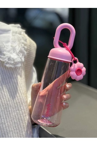 Jian Fan Petal Açık Plastik Su Bardağı Büyük Kapasiteli Taşınabiler Bardak - Pembe Pembe