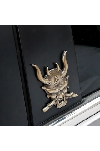 Stil - 7-3d Araba Sticker Premium Savaşçı Metal Araba Yan Çamurluk Arka Bagaj Kafatası Amblem Rozet Herhangi Bir Araç