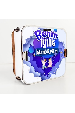 Benim Ahşap İyilik Kumbaram Eğitici Dekoratif Demonte Çocuk Kumbarası