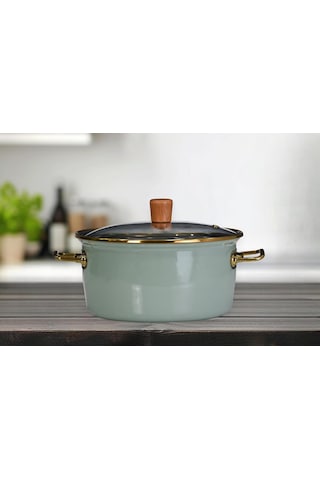 Lexroo Soft Green Emaye Kızartma Tenceresi 22 Cm Çok Renkli