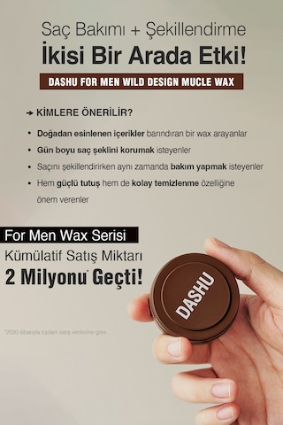 Güçlü, Kalıntı Bırakmayan, Çamur Ve Killi, Besleyici Dashu For Men Wild Design Mucle Wax 15ml