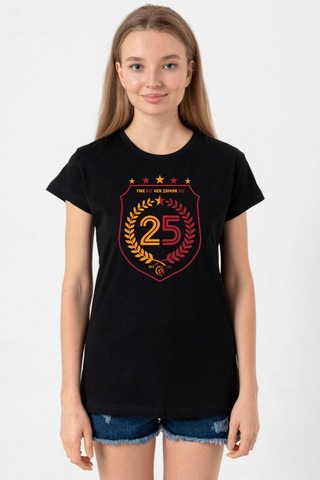25 Şampiyonluk Yine Biz Siyah Kadın Tshirt SIYAH