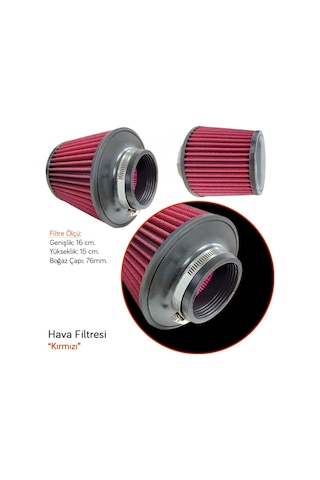 Carub Hava Filtresi Tuning Kırmızı 16cmx15cm Giriş: 76mm Br4686341