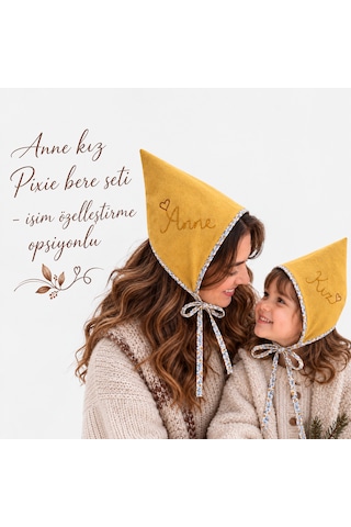Bebe Anne Kız Bere Seti Sarı