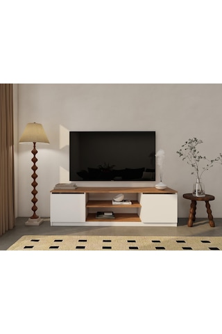 Bade Tv Ünitesi Marbella Kiraz Beyaz Renk Açık Kahverengi