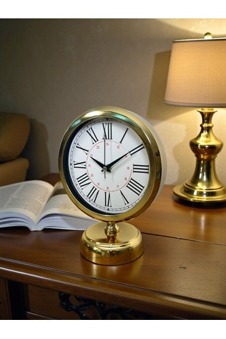 River World Masa Saati Metal 25 Cm X 20 Cm Roma Asalet Gold Çok Renkli