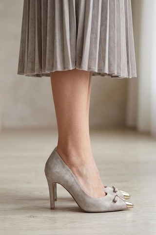 Papuçcity Kuum London K145-25881 Kadın Topuklu Stiletto Ayakkabı Bej