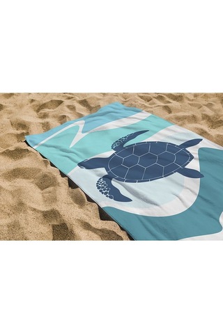 Plaj Havlusu Kaplumbağa Dijital Baskılı 70x150 Cm Plaj Havlusu - Turkuaz Diğer