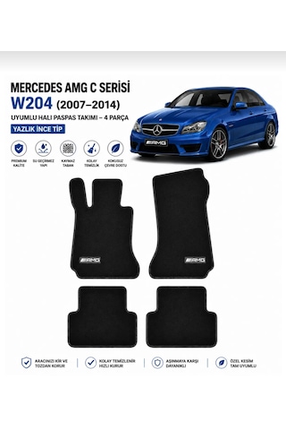 Mercedes Amg C Serisi W204 2007 2014 Uyumlu Halı Paspas Takımı 4 Parça Yazlık İnce