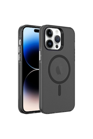 Apple Uyumlu iPhone 14 Pro Kılıf Zore M-safe Şarj Özellikli Buzlu Transparan C-pro Sert Kapak
