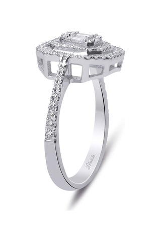 0.60 Ct Çift Sıra Baget Kare Tektaş Yüzük