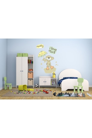 Duvar Süsü Sticker 2 Adet Çamurlu Ayı Desenli Pvc 70x50x0,5cm