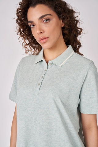 Defys Kadın Polo Yakalı Kısa Kollu Regular Fit Basic Elbise Yeşil Melanj - 625081659 Yeşil Melanj