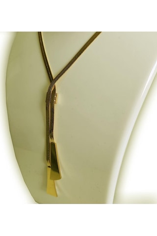 Uzel Çelik Geometrik Kesim Zirkon Taşlı Kolye