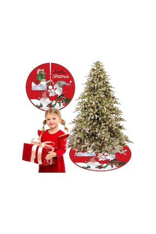 Fortunelane Kırmızı Klasik 90 Cm Kumaş Ağacı Etkisi, Kolay Kurulum İle Noel Dekorasyonu İçin İyelişmiş Model