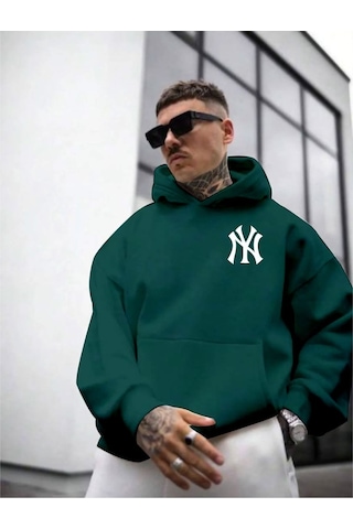 Altamira Erkek Ön Arka Ny Baskılı Kapüşonlu Sweatshirt 001