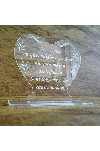 Babalar İçin Pleksi Tebrik Kartı Lazer Kazıma Güzel Sözler