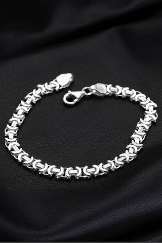 5.5 Mm Gümüş Erkek Bileklik Künye Bileklik Parlak Euro Kral Model