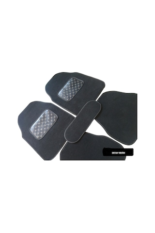 Üniversal Her Araca Uyumlu Bej Kapitone Topuk Destekli Siyah Oto Halı Paspas