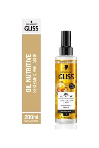Gliss Oil Nutritive Besleme & Parlaklık Sıvı Saç Bakım Kremi 2 x 200 ML