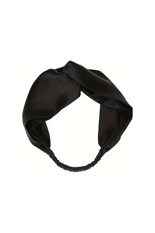 Elmpaly Siyah %100 Saf İpek Geniş Rahat Saç Bandı - Esnek Normal Saç Tipi İçin Çapraz Düğüm Siyah