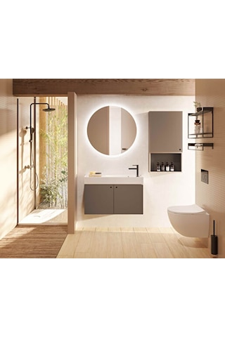 VitrA Aquaheat Bliss 240 2f Duş Kolonu Ve Termostatik Duş Bataryası Sistemi Mat Siyah A4720536 Siyah