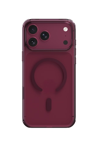 Apple iPhone 18 Pro Uyumlu Max Kılıf M-safe Şarj Özellikli Raptic Air Clear Serisi Airbagli Kapak Bordo