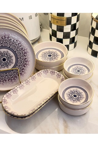 14 Parça Asya Purple Kahvaltı Takımı-5719 Çok Renkli