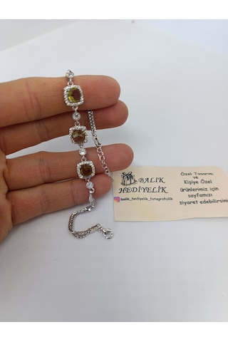 925 Ayar Gümüş Bileklik Zultanit Taşlı Özel Tasarım Model- Hediye Kutulu -1023 Gümüş