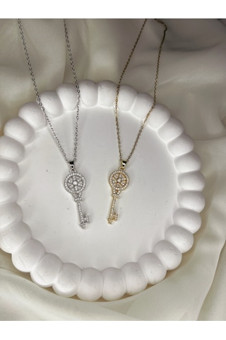 İnsera Kadın Parlak Çelik Silver Anahtar Kolye Gümüş