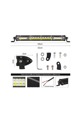 Jeehugo 12 İnç Led Araç Farı 12v-24v Su Geçirmez Ip67 Ateşli Işık Çubuğu, 9000-45000 Lumens, Atv/suv/kamyon İçin Dayanıklı Alüminyum Gövde