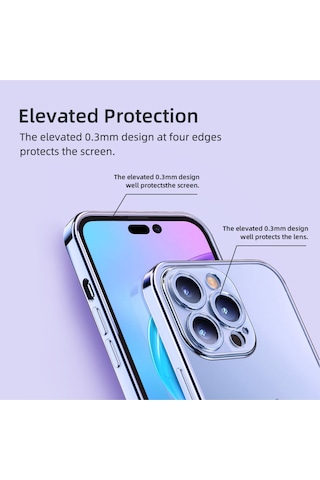 Rock Apple Uyumlu iPhone 14 Pro Max Kılıf Elektrokaplama - Siyah Siyah
