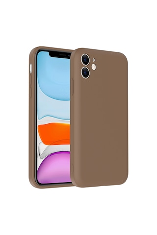 Apple Uyumlu iPhone 11 Kılıf Kamera Korumalı Kartlık Hazneli Zore Vitra Kapak Kahverengi