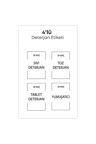 Grimorlife 4 Lü Sıvı Toz Tablet Deterjan Etiketi- Deterjan Düzenleyici Sticker Etiket Siyah