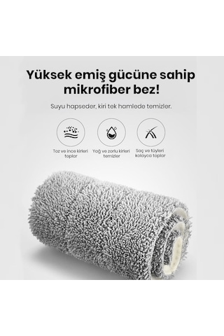 Vusıgn Mikrofiber Paspas Bezi 32x11 Cm Gri Düz Mop Uyumlu Ultra İnce Elyaf Temizlik Bezi