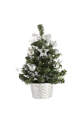 Kosona 20cm Gümüş Pvc Mini Noel Ağacı - Masaüstü Dekorasyon, Ev İçi Noel Düğün Aksesuarı