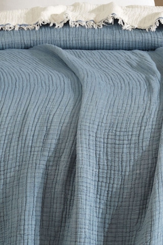 Varol Tek Kişilik 5 Katlı %100 Pamuk Müslin Yatak Örtüsü - Mavi Mavı/160x230cm Mavi